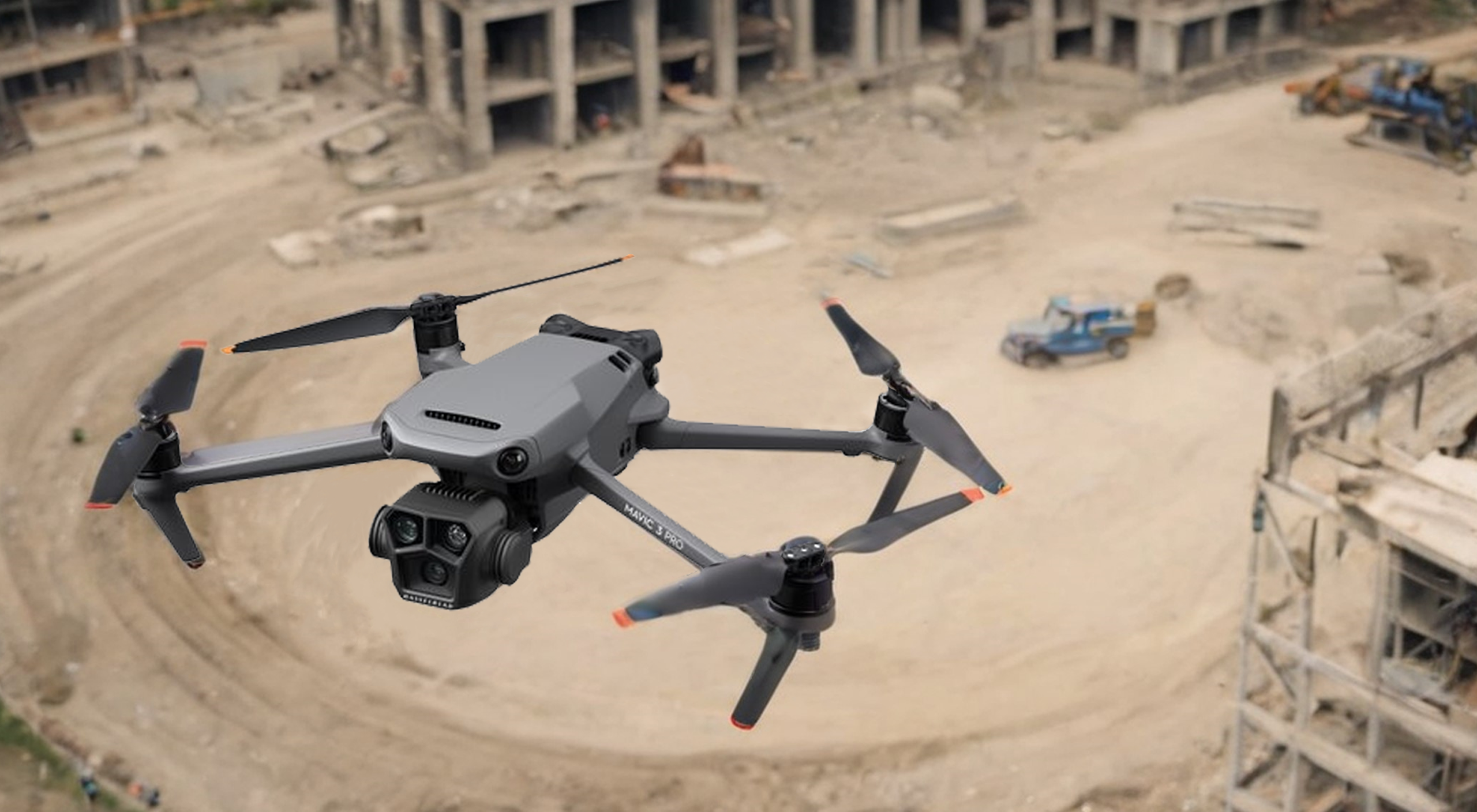 surveillance Drone over construction site